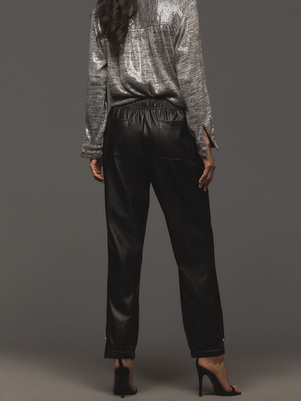 Anthropologie Avec Les Filles Faux-Leather Jogger Pant Ankle Zip New Black